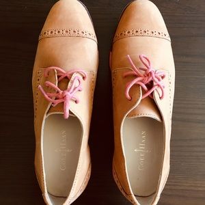 COLE HAAN "Lunargrand" Suede Oxfords Brown/pink